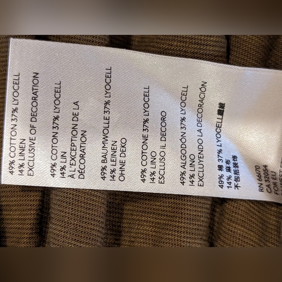 Free People Boho Moss Combo Linen Blend Top Size M - Picture 4 of 12